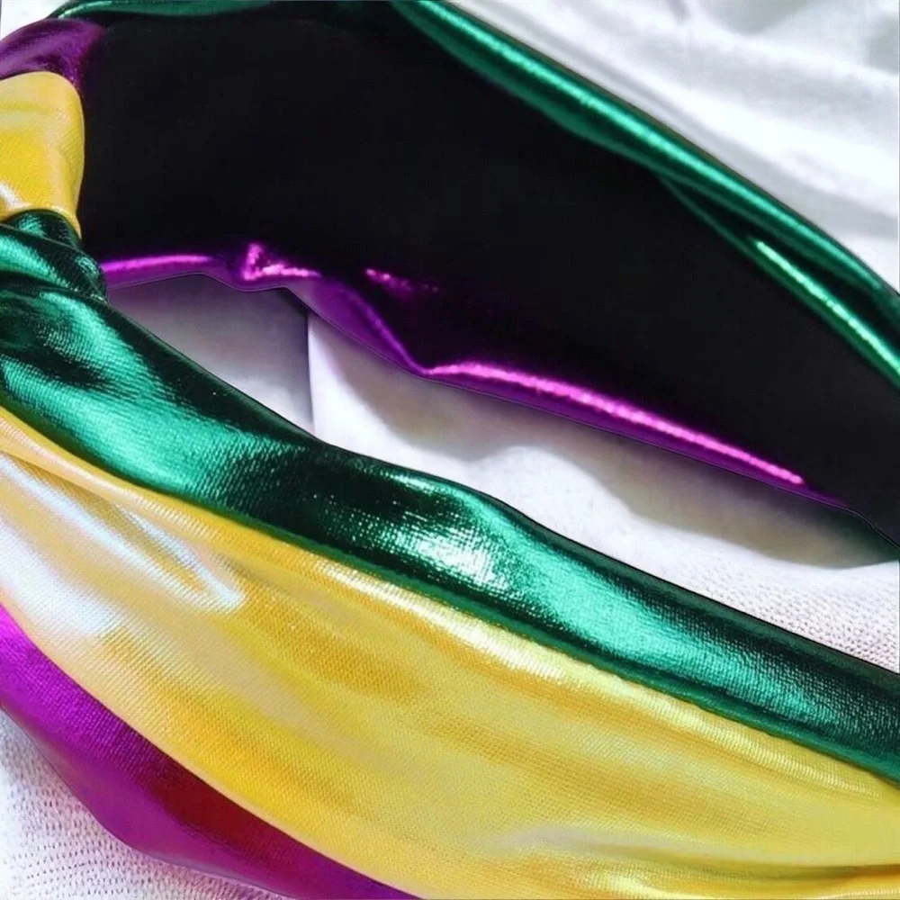 Fiesta Flair: Shimmering Mardi Gras Headband in Purple, Green & Gold! Brand New